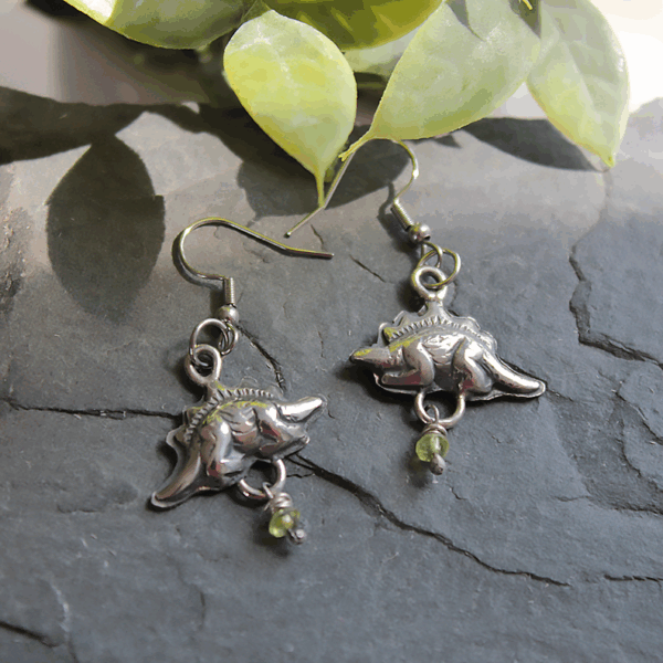 Sterling Silver Stegosaurus Earrings