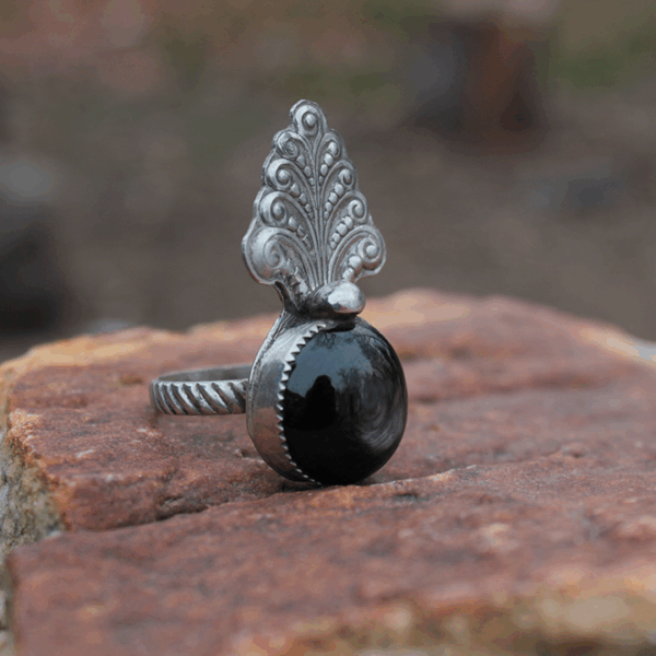 Black Enstatite Ring