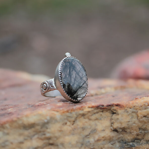 Black Tourmalated Quartz Ring