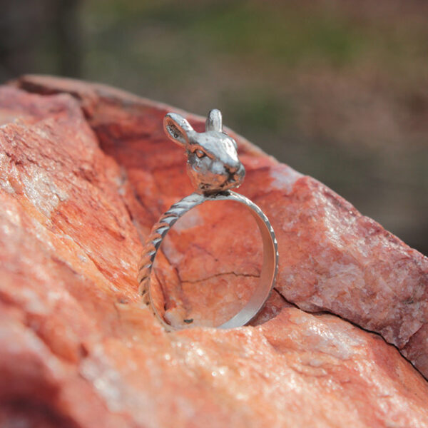 Silver Rabbit Head Ring