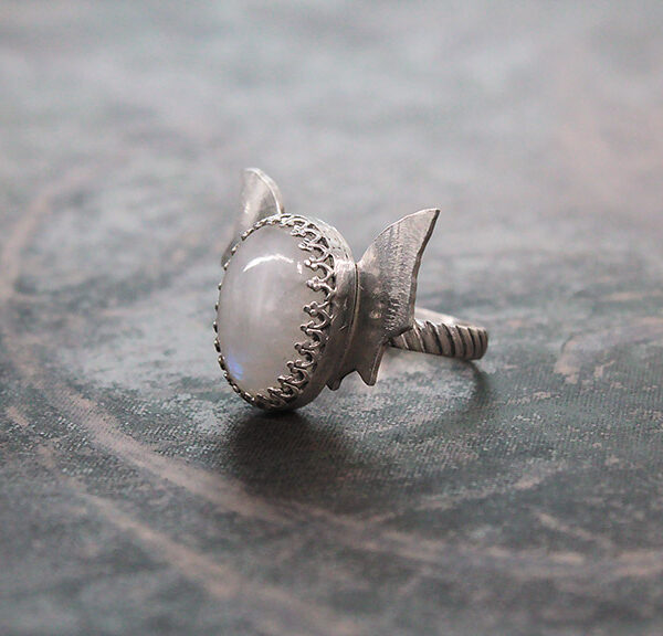 Bat Queen Moonstone Ring
